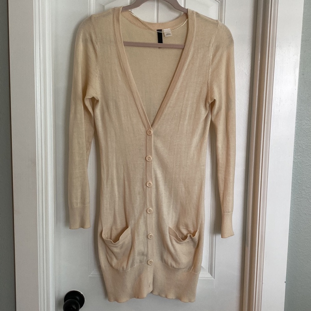 H&M Cream/yellow long cardigan